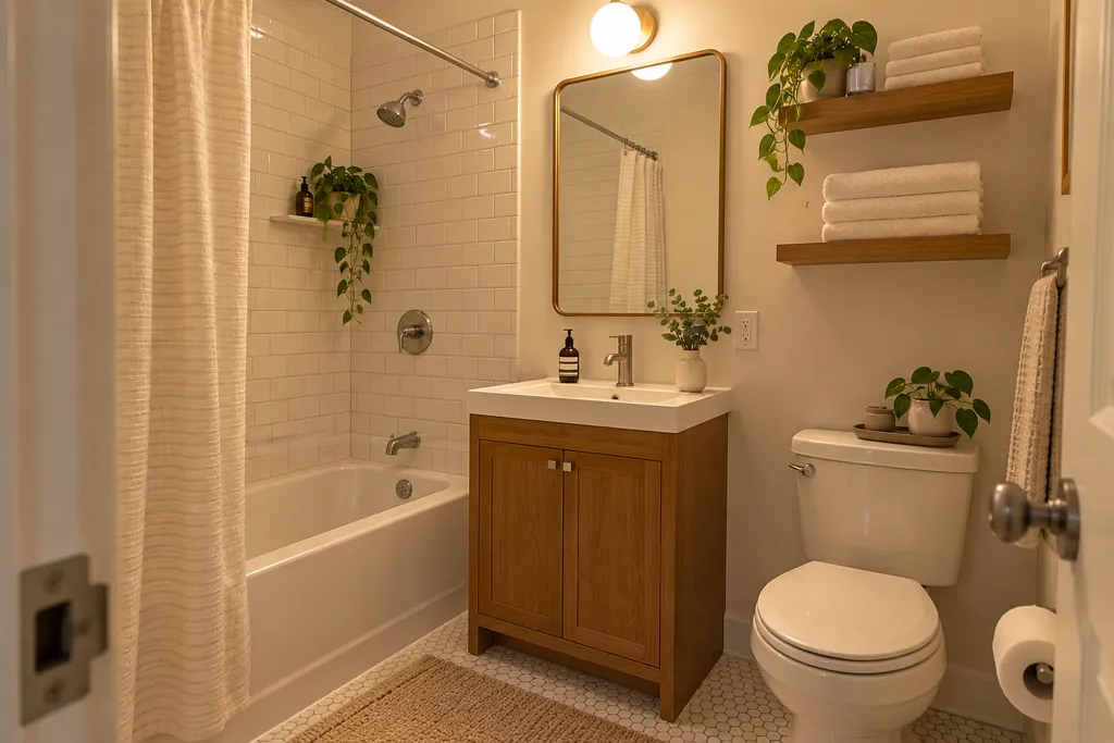 A bathroom with a bathtub, toilet, sink, and wooden cabinet.